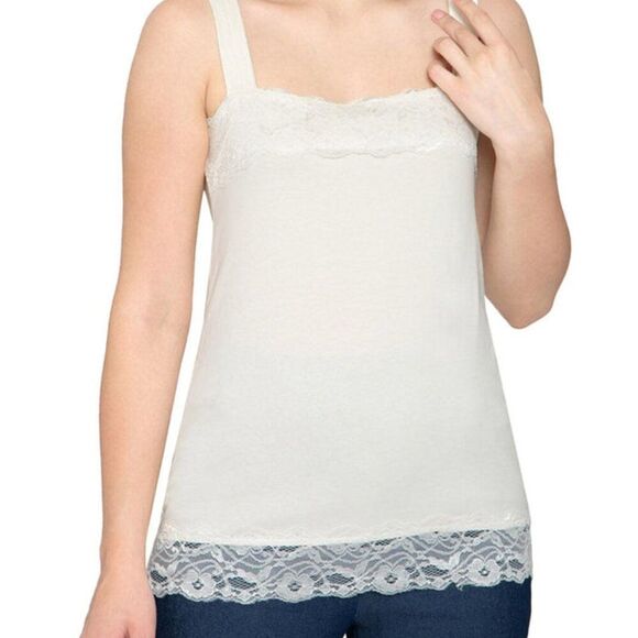 Turtle Bay New York Lacey Trim Cotton Blend Cami Tank Top Size XL - Picture 1 of 6
